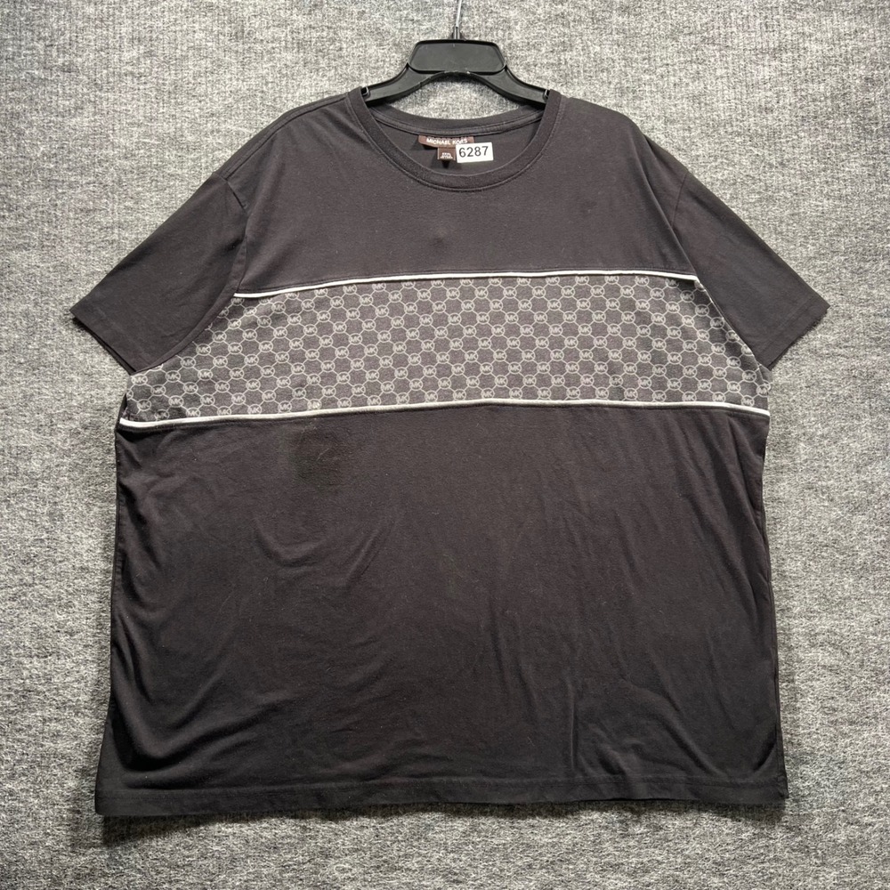 Michael Kors Mens XXXL Black MK Monogram Logo Chest Panel T-Shirt